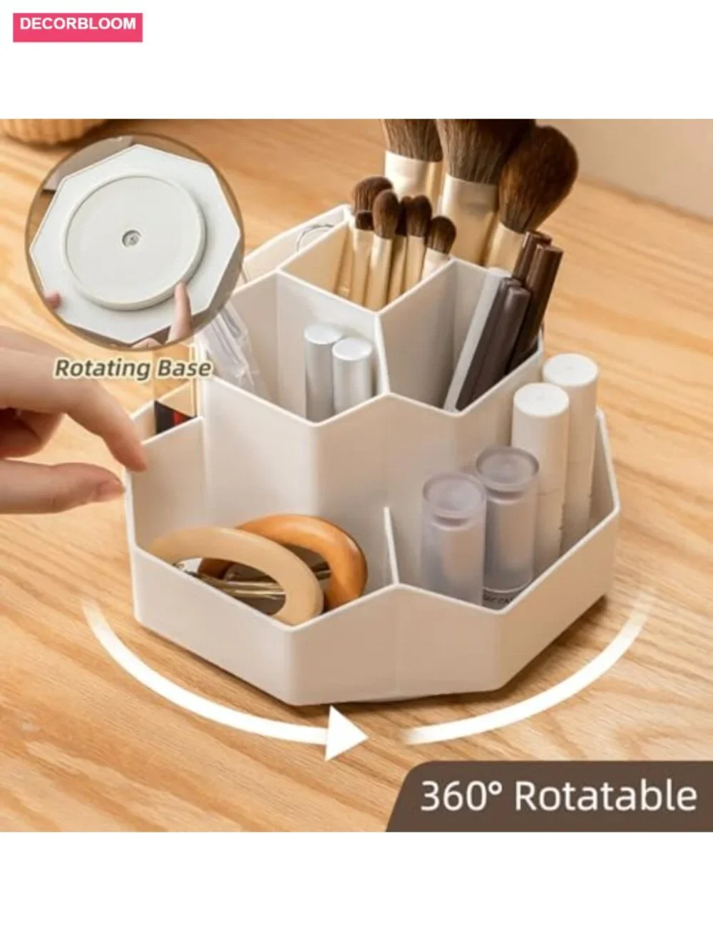 360 Rotating Makeup Brush Holder 9 Slots Organizer